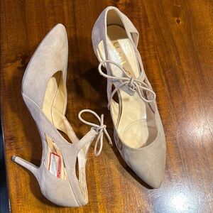 Unisa Beige Lace-Up Heels